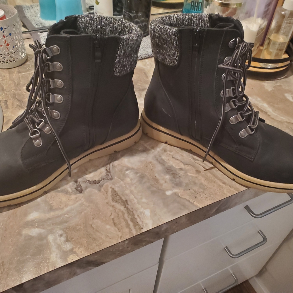 Torrid Black Combat Boots with Gray Accents